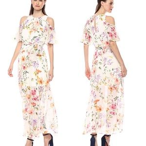 Calvin Klein cold shoulder floral sash belt dress